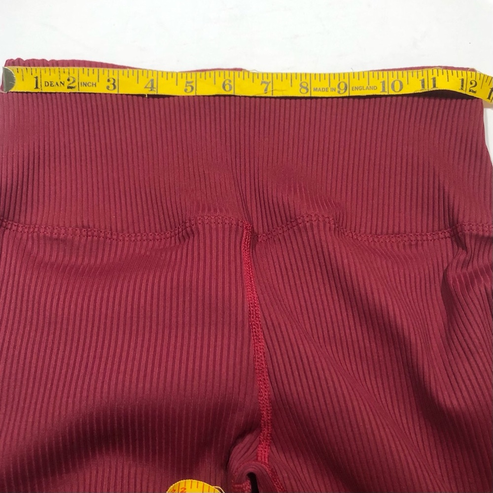 Carbon 38 Ruby Red Ribbed Regular Rise Leggings M - image 6